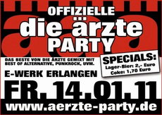 FREITAG 14.01. DIE OFFIZIELLE DIE ÄRZTE FANPARTY IM E-WERK, ERLANGEN: 3X2 GRATISKARTEN VIA .rcn
