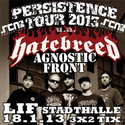 DEMNÄCHST EINSENDESCHLUSS: .rcn präsentiert: PERSISTENCE TOUR MIT HATEBREED, FR. 18.01.2013 LIF STADTHALLE