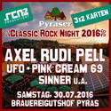 DEMNÄCHST EINSENDESCHLUSS: .rcn präsentiert: PYRASER CLASSIC ROCK NIGHT, SA. 30.07.2016, BRAUEREIGUTSHOF PYRAS