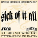 DEMNÄCHST EINSENDESCHLUSS: .rcn präsentiert: SICK OF IT ALL, FR. 03.11.2017, SCHWEINFURT-STATTBAHNHOF