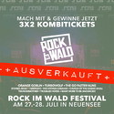 MONTAG, 23.07. EINSENDESCHLUSS: .rcn präsentiert: 20. ROCK IM WALD FESTIVAL, FR.+SA., 27.+28.07.2018, NEUENSEE BEI LICHTENFELS