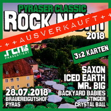 MORGEN MITTWOCH EINSENDESCHLUSS: .rcn präsentiert: PYRASER CLASSIC ROCK NIGHT 2018, SA. 28.07., BRAUEREIGUTSHOF PYRAS, THALMÄSSING