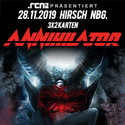 DIENSTAG EINSENDESCHLUSS: .rcn präsentiert: ANNIHILATOR, DO. 28.11.2019, NÜRNBERG - HIRSCH