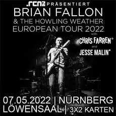 MITTWOCH EINSENDESCHLUSS: .rcn präsentiert: BRIAN FALLON, SA. 07.05.2022, LÖWENSAAL NÜRNBERG